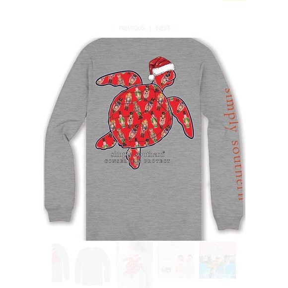 New SIMPLY SOUTHERN TURTLE TRACKER NUTCRACKER HOLIDAY LONG SLEEVE T-SHIRT small - Picture 1 of 12